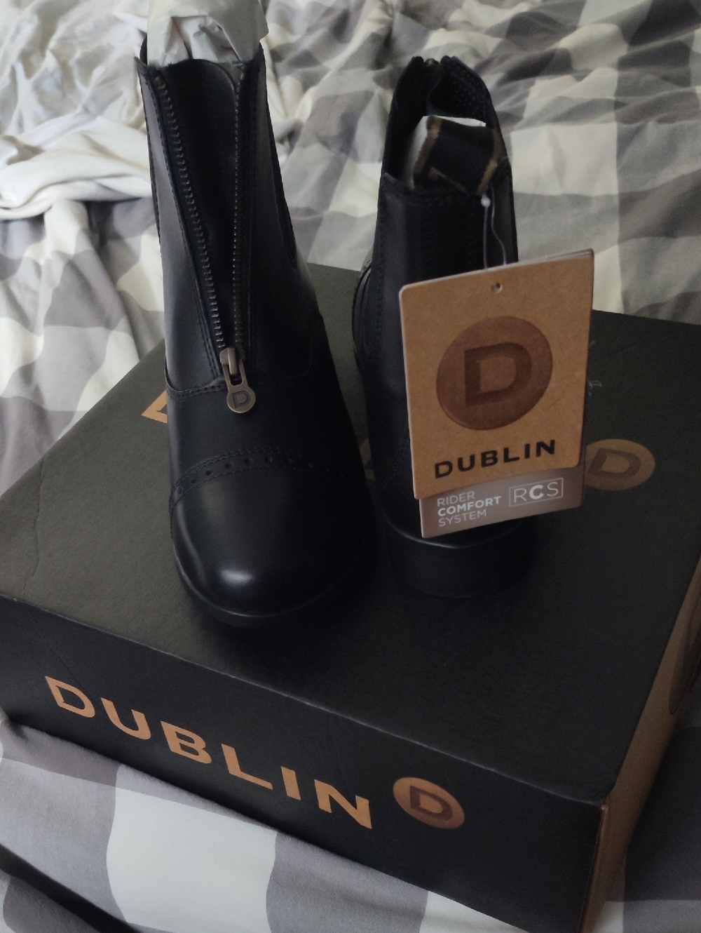 Dublin Black Zip Front Paddock Riding Boots Size 7.5